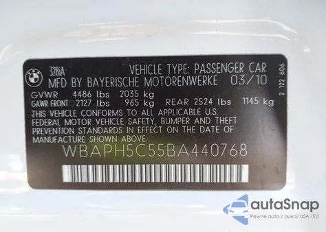 2011 BMW 328I из США, поврежденный, VIN WBAPH5C55BA440768